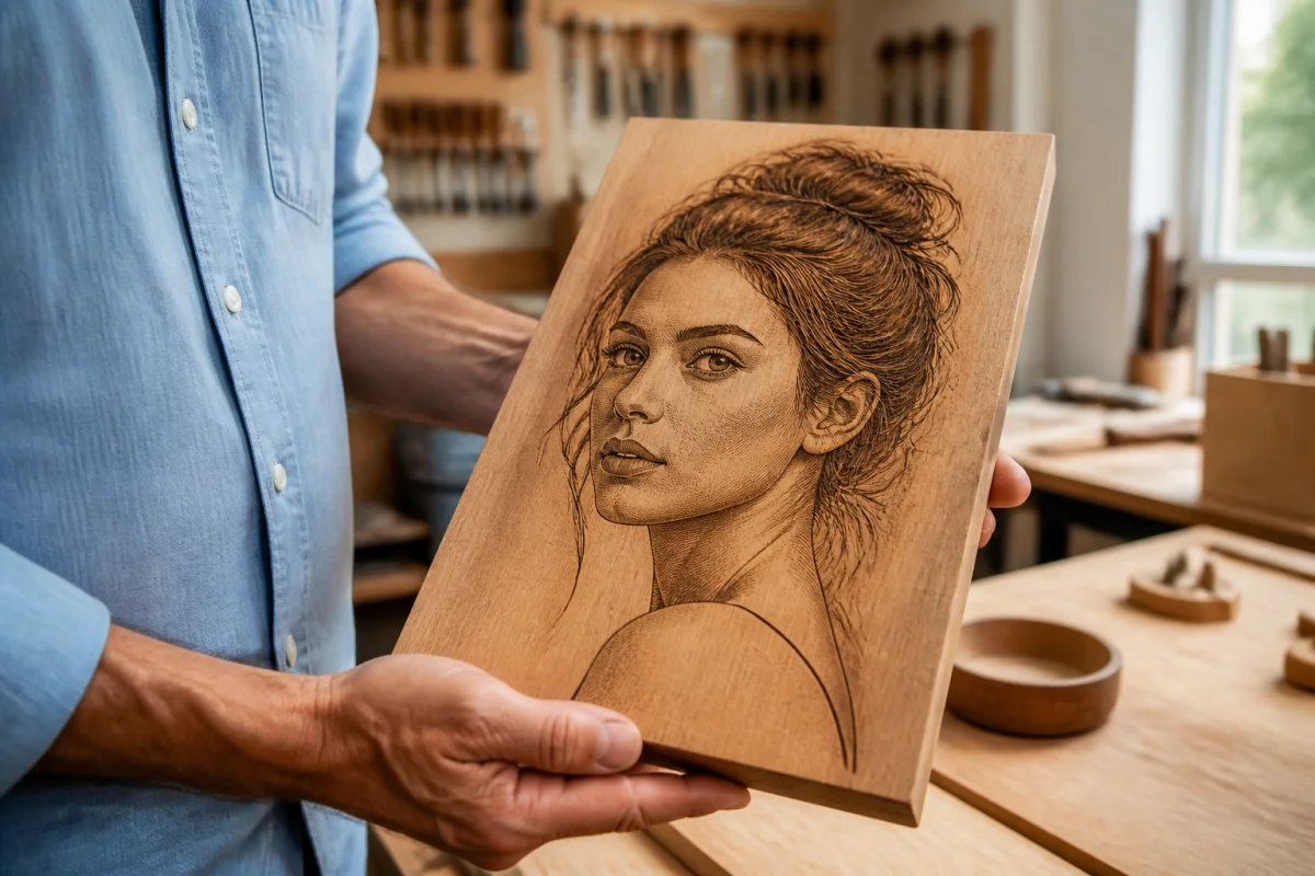 gravure laser photo sur bois