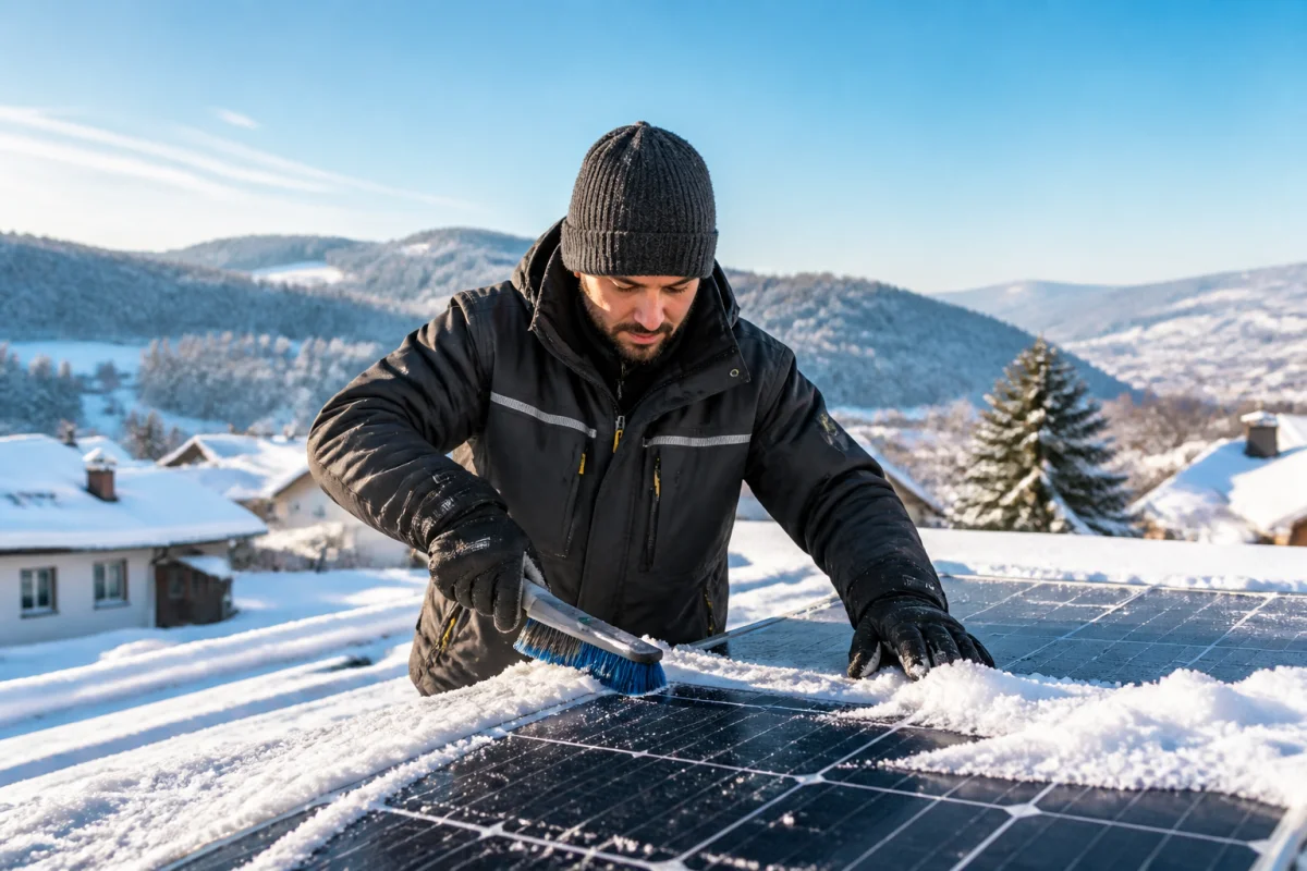 Entretien panneaux solaires en hiver