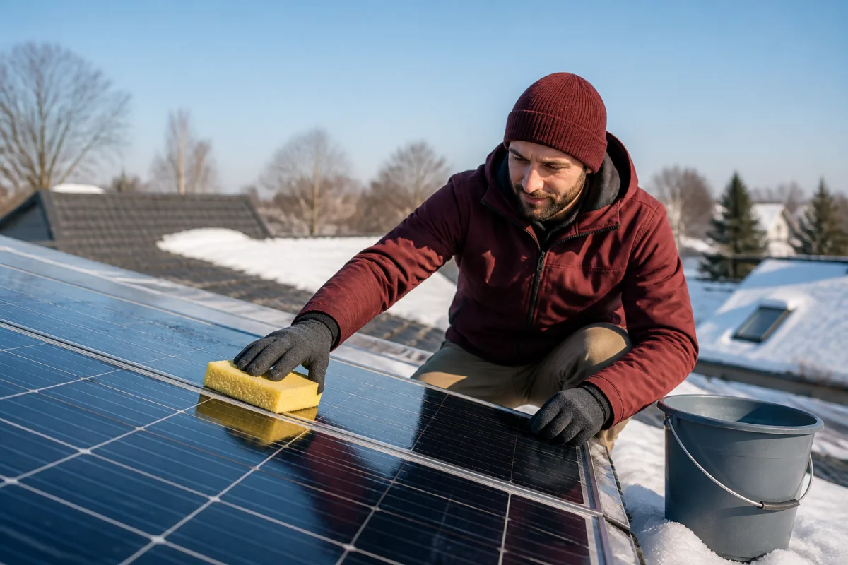 Entretien panneaux solaires en hiver